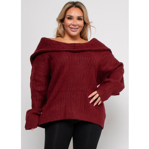 NET.153 ULTRA warm and heavy Plus Size sweater, 1X/2X, 2X/3X Burgundy - Picture 1 of 3